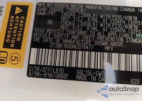 2010 Lexus Rx 350 from USA, damaged, VIN 2T2BK1BA9AC076477